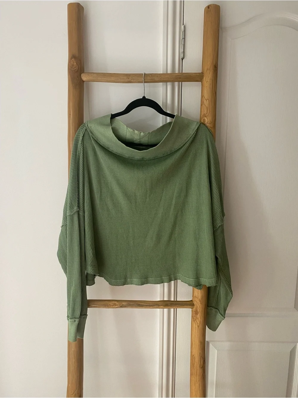 We the Free Free People Close To You Cotton Waffle Knit Top In Cool Moss Green